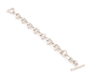 925 Sterling Silver Vintage Bracelet Rings & Cutout Hearts Linked  BT11135