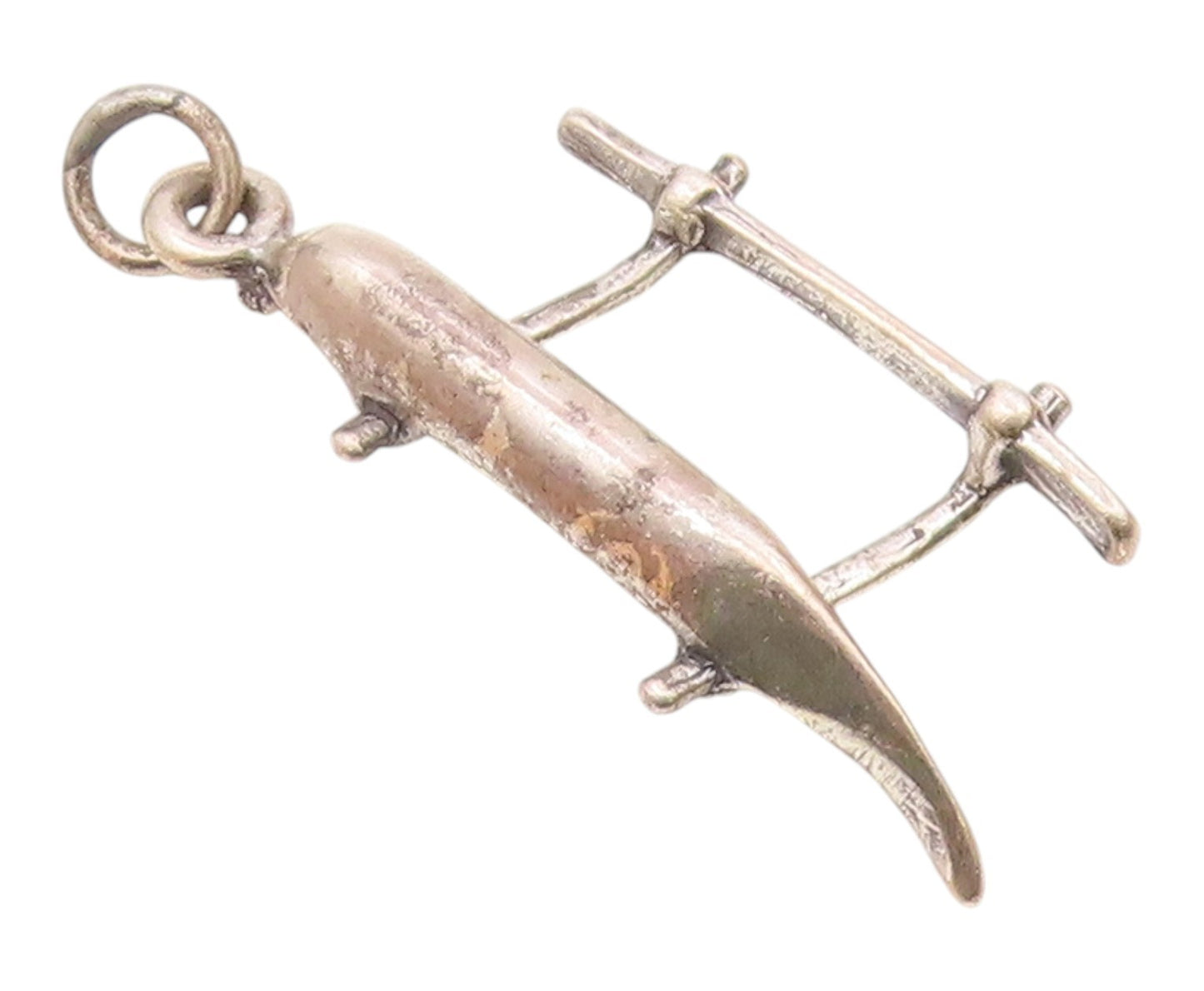 925 Sterling Silver  Vintage Sculpted Canoe Boat Pendant  PT21125