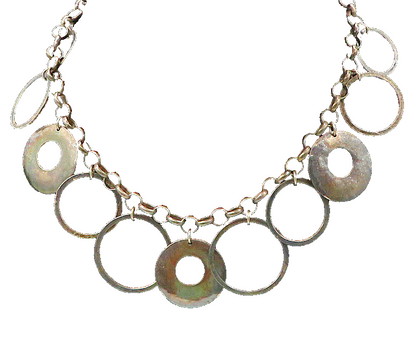 SILPADA 925 Silver  Vintage Dark Tone Open Circles Chain Necklace  NE3522