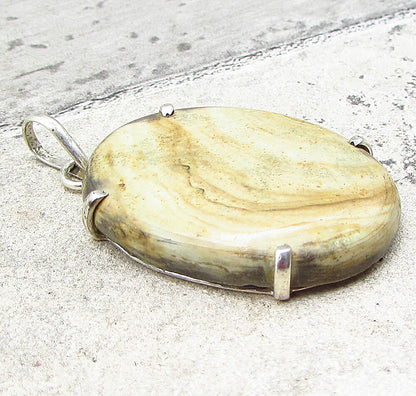 925 Sterling Silver  Vintage Cabochon Cut Gemstone Drop Pendant  PT1653