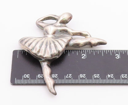 MEXICO 925 Sterling Silver  Vintage Ballet Dancer Motif Brooch Pin  BP4673