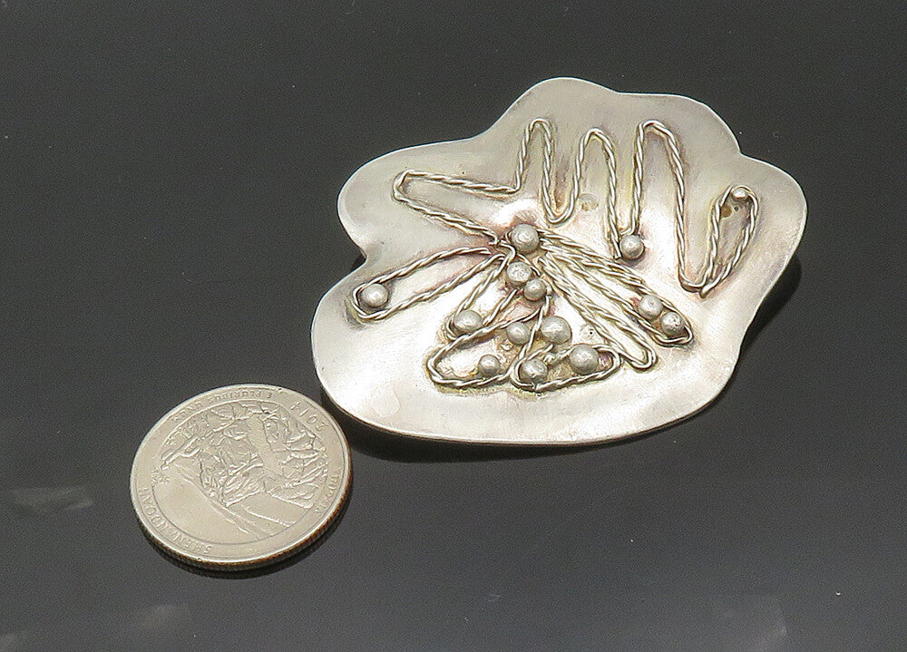 BWS 925 Sterling Silver  Vintage Modernist Twist Pattern Brooch Pin  BP8091