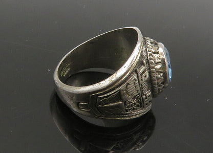 REED 925 Silver  Vintage Blue Topaz I.S. 238 Class 1998 Ring Sz 8.5  RG22097