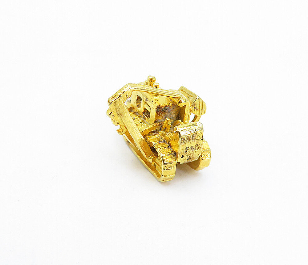 925 Sterling Silver  Vintage Shiny Petite Gold Plated Tractor Pendant  PT2968