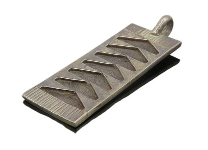 925 Sterling Silver  Vintage Dark Tone Chiseled Pattern Square Pendant PT11470