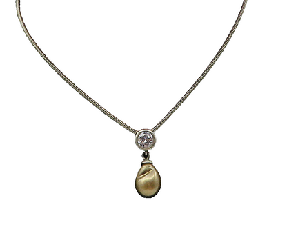 CAROLEE 925 Silver Vintage Round Cubic Zirconia Snake Chain Necklace  NE1905
