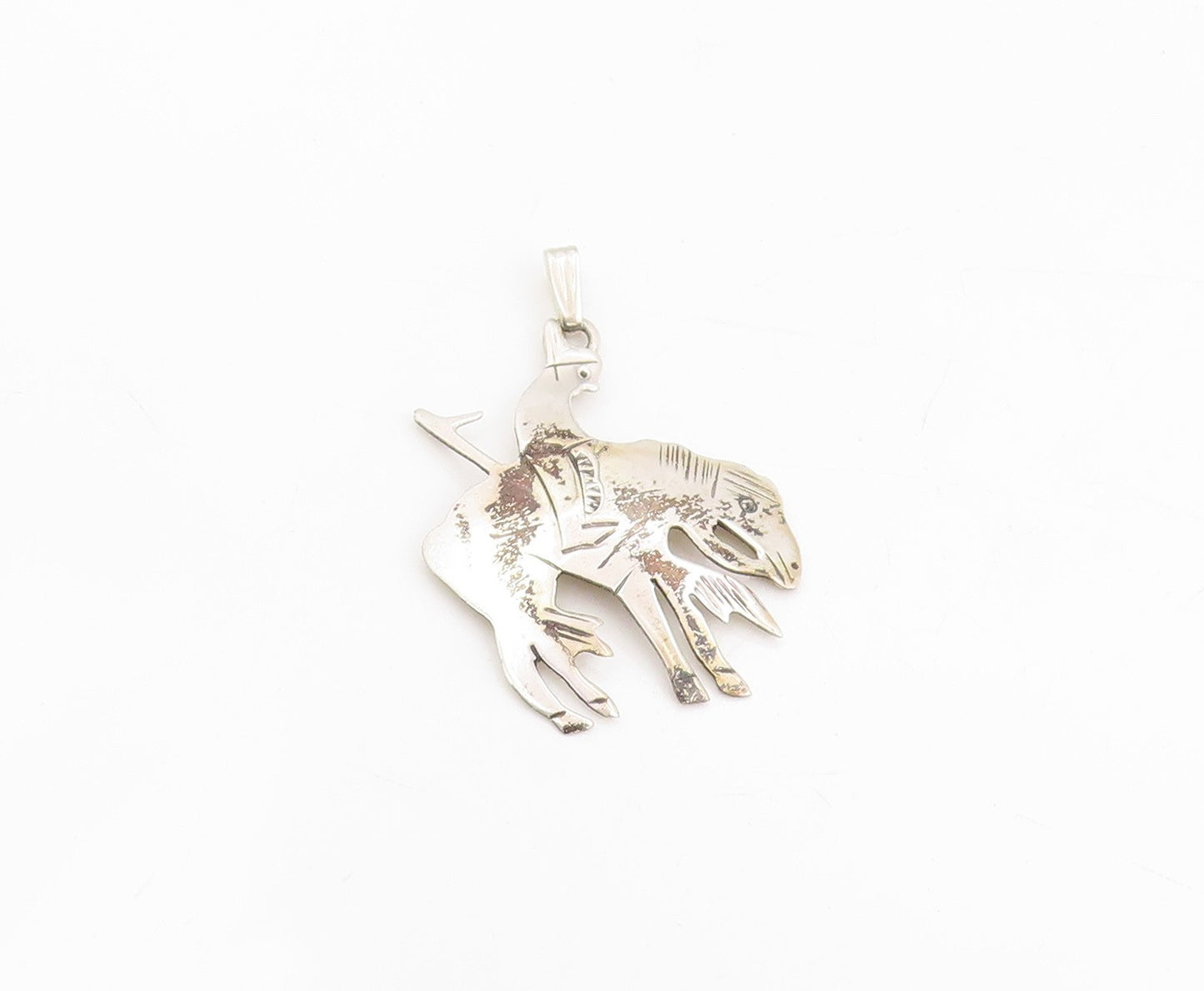 925 Sterling Silver Vintage Pendant Etched Sagittarius Zodiac Charm  PT25336
