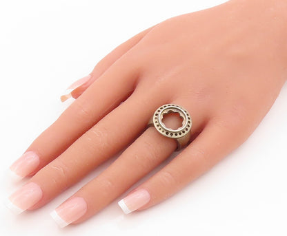 925 Sterling Silver Vintage Ring Dark Tone Floral Stencil Cutout  Sz 6.5 RG31851