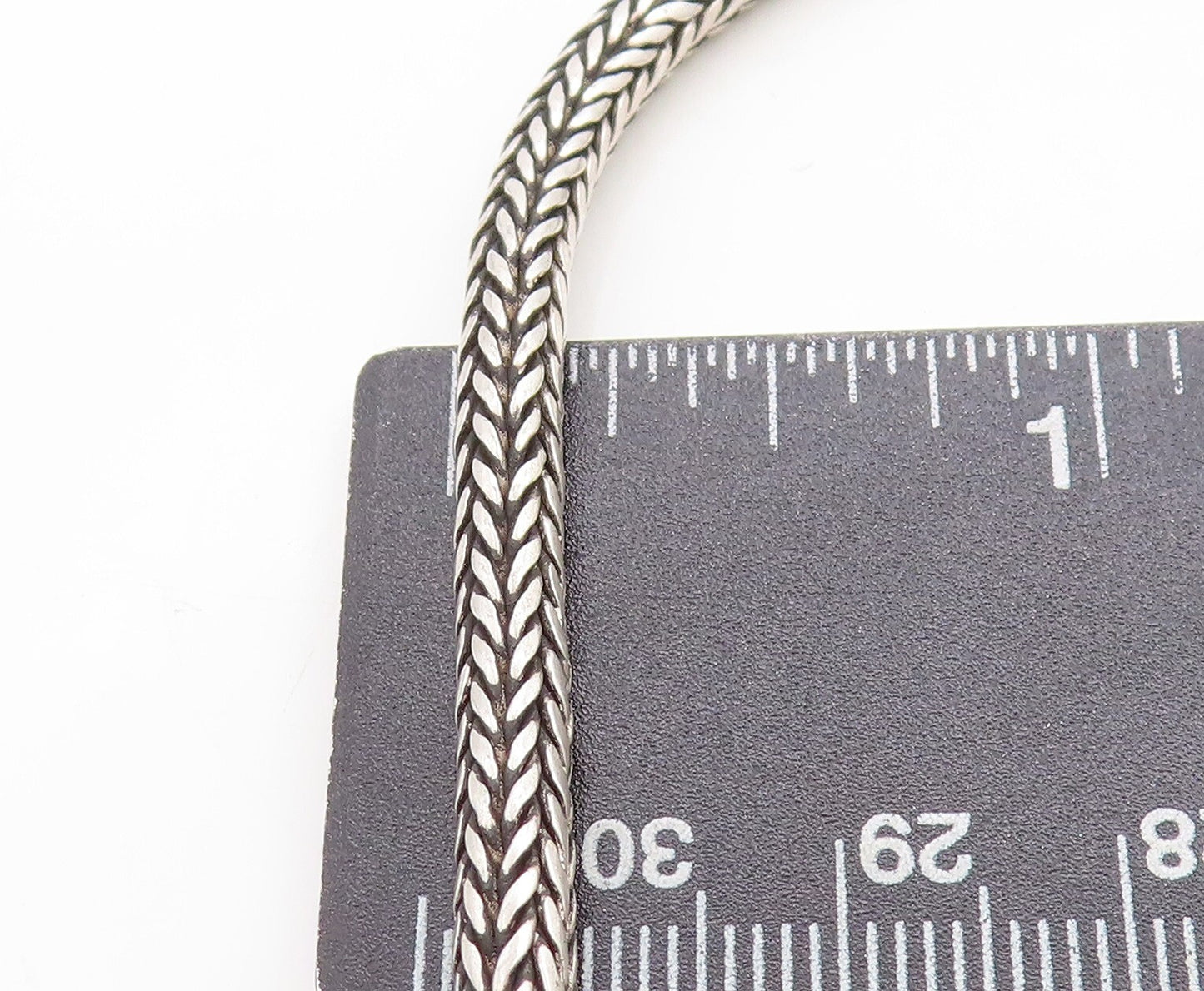 BALI 925 Sterling Silver Vintage Large Gemstone Wheat Chain Necklace NE1619
