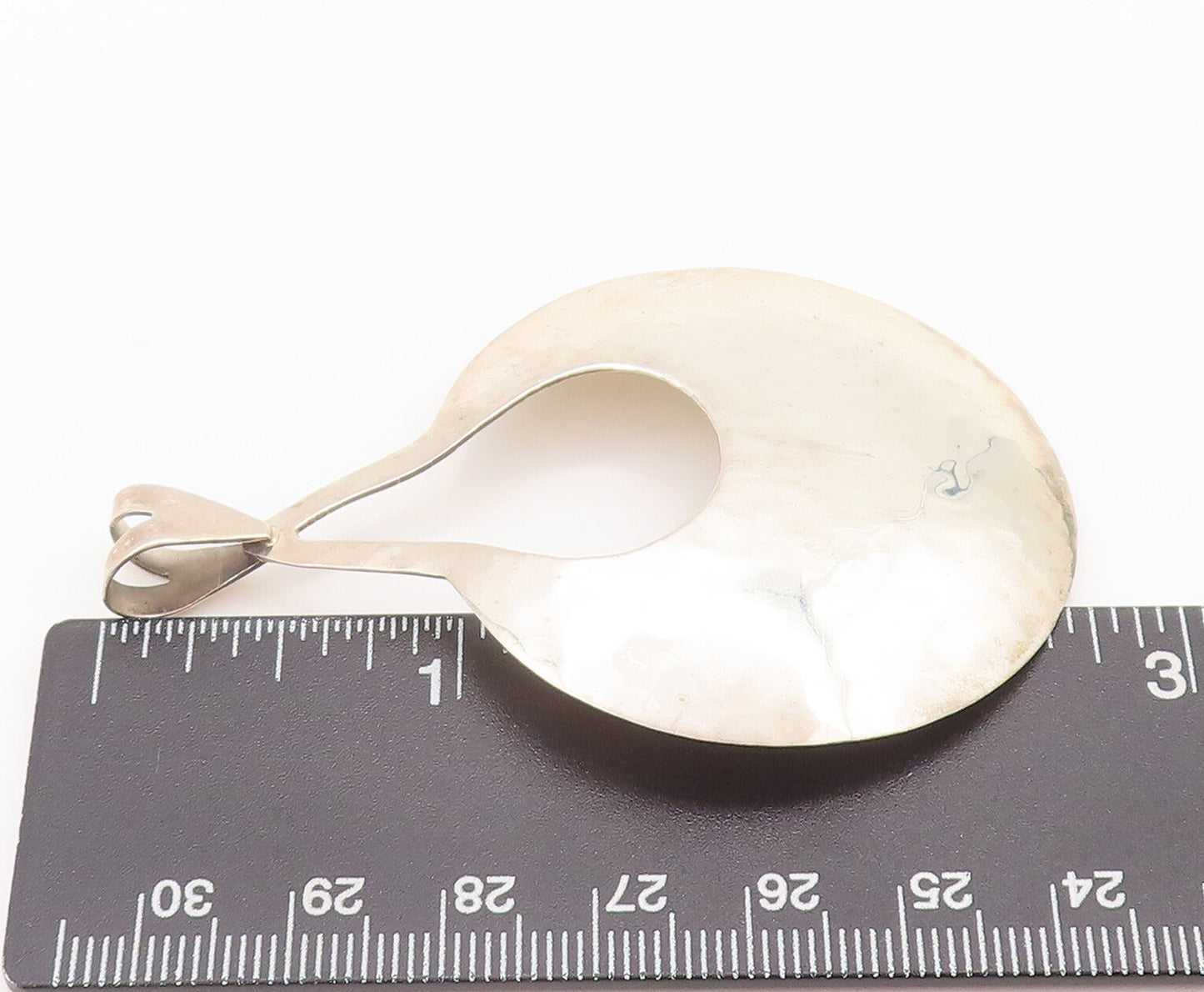 925 Sterling Silver Vintage Pendant MEXICO Minimalist Solid Round Drop  PT22654