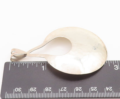 925 Sterling Silver Vintage Pendant MEXICO Minimalist Solid Round Drop  PT22654