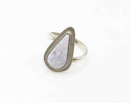 925 Sterling Silver  Vintage Tear Drop White Jasper Cocktail Ring Sz 7 RG18773