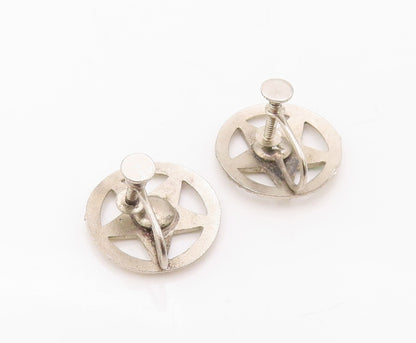 925 Sterling Silver Vintage Earrings Enameled Order Of The Eastern Star  EG13457