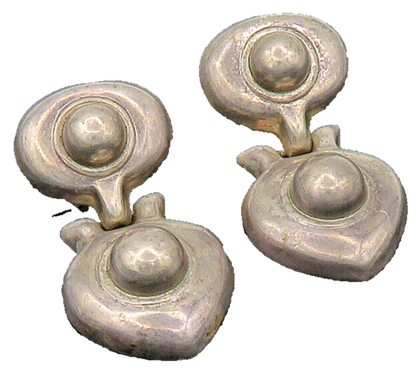 MEXICO 925 Sterling Silver  Vintage Heavy Hinge Link Drop Earrings  EG10258