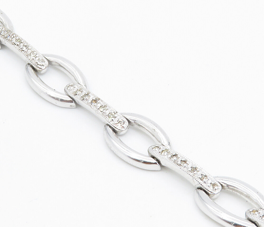 JENNA NICOLE 925 Silver  Mother Of Pearl & Topaz Heart Chain Bracelet  BT3485