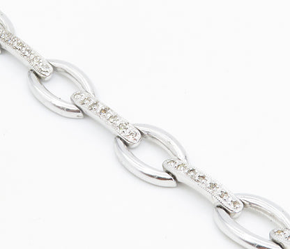 JENNA NICOLE 925 Silver  Mother Of Pearl & Topaz Heart Chain Bracelet  BT3485