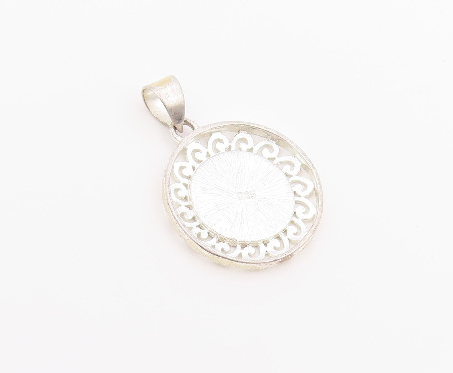 925 Sterling Silver Vintage Pendant Enameled Yin & Yang Symbol Charm  PT26379