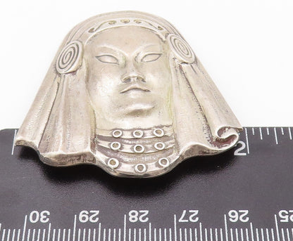 925 Sterling Silver Vintage Brooch Pin TRUART Carved Egyptian Face  BP11161