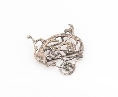 925 Sterling Silver Vintage Belt Buckle Openwork Mythical Winged Dragon  TR4135