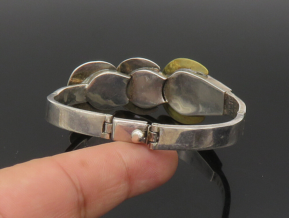 MEXICO 925 Silver  Vintage Two Tone Graduated Half Circle Link Bracelet BT9461
