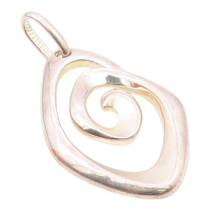 925 Sterling Silver  Vintage Minimalist Carved Spiral Cutout Pendant  PT20982