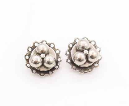 925 Sterling Silver Vintage Earrings FREIRICH Ball Scroll Design Clip On EG13521