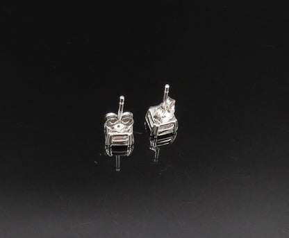925 Sterling Silver Vintage Dainty Square Cubic Zirconia Stud Earrings EG11989