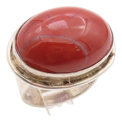 925 Sterling Silver Vintage Ring Chunky Cabochon Carnelian Band  Sz 6  RG36263