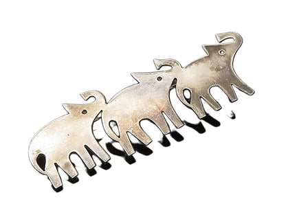 MEXICO 925 Silver  Vintage Triple Elephant Silhouette Brooch Pin  BP8250