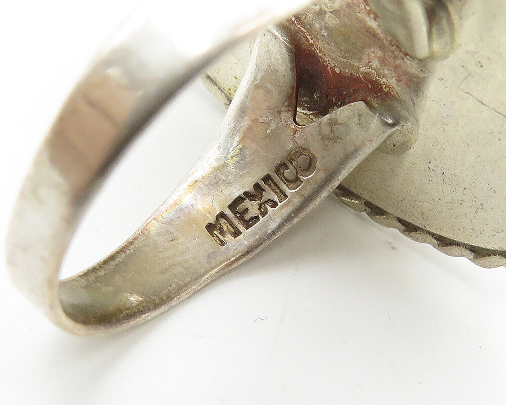 MEXICO 925 Sterling Silver  Vintage Sodalite Twist Cocktail Ring Sz 8  RG18461
