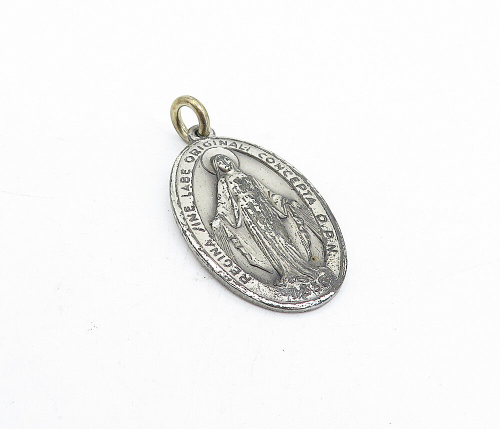 925 Sterling Silver  Vintage Antique Dark Tone Religious Figure Pendant PT3754