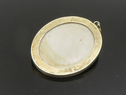 925 Sterling Silver  Vintage Sparkly Topaz Carved Woman Cameo Pendant  PT20389