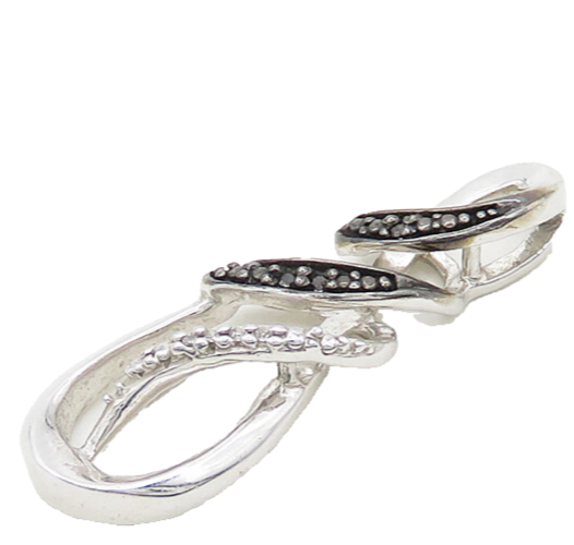 925 Sterling Silver  Vintage Genuine Diamonds Swirl Loop Pendant  PT15554