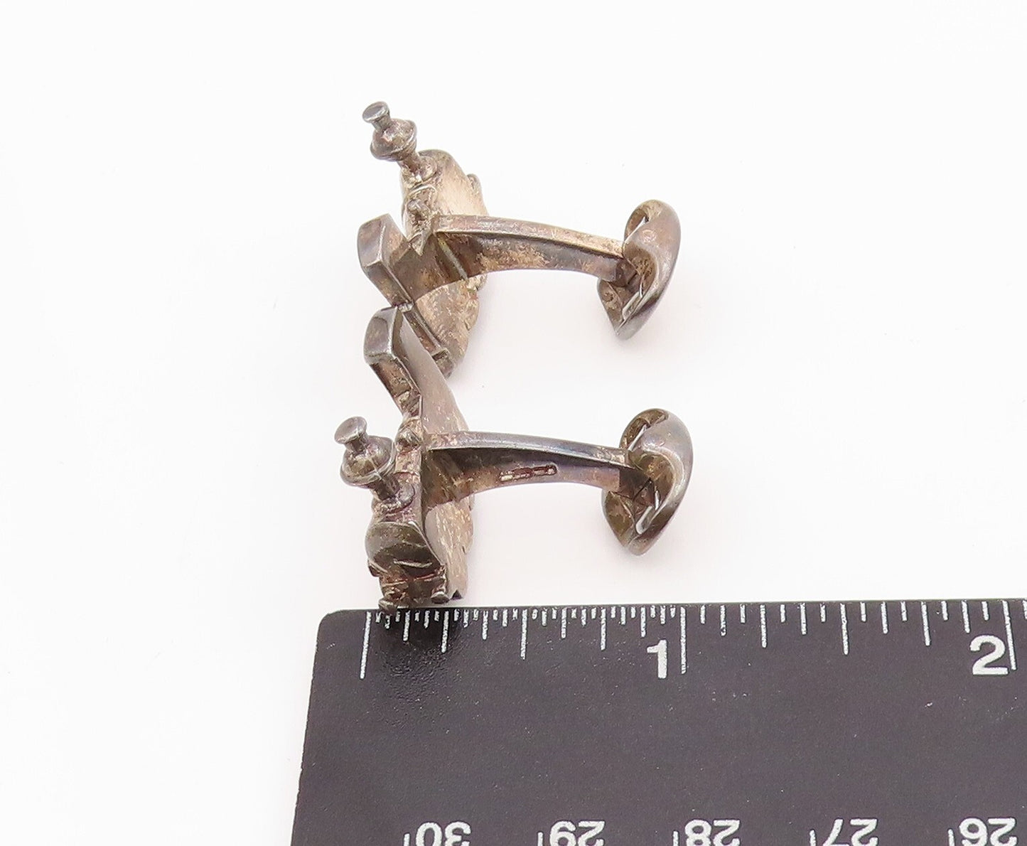 925 Sterling Silver Vintage Cuff Links Antique Dark Tone Train Engine   TR3884