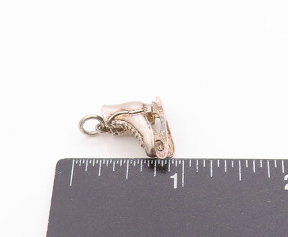 925 Sterling Silver Vintage Pendant Etched Figure Skating Boot Charm  PT24981