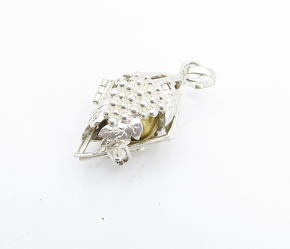 925 Sterling Silver  Vintage Grape Vine Caged Sphere Pendant (OPENS)  PT5963