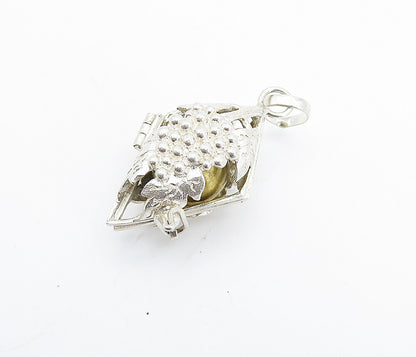 925 Sterling Silver  Vintage Grape Vine Caged Sphere Pendant (OPENS)  PT5963