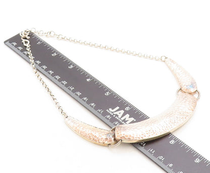 DOUG PAULUS 925 Silver  Vintage Shiny Hammered Detail Chain Necklace  NE1560
