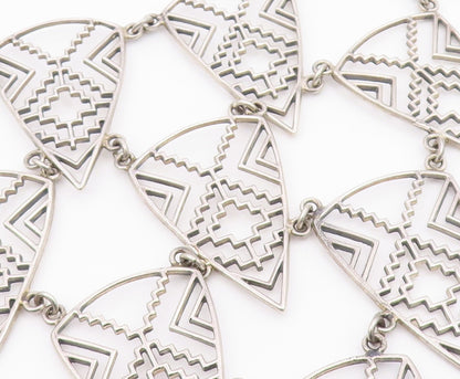 925 Sterling Silver  Vintage Shiny Open Geometric Chain Necklace  NE3721