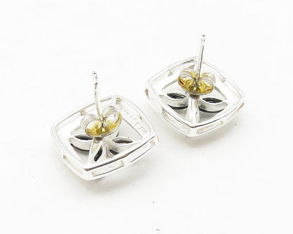 925 Sterling Silver  Petite Hematite Open Flower Motif Stud Earrings  EG5730