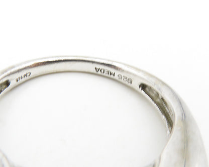 MEDA 925 Silver  Yellow Cubic Zirconia Love Hearts Band Ring Sz 7  RG17870