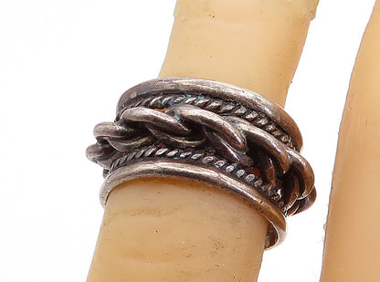 925 Sterling Silver  Vintage Oxidized Rope Twist Design Band Ring Sz 6  RG5012