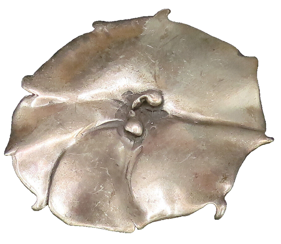 DESIGNER 925 Sterling Silver Vintage Minimalist Flat Flower Brooch Pin BP9982