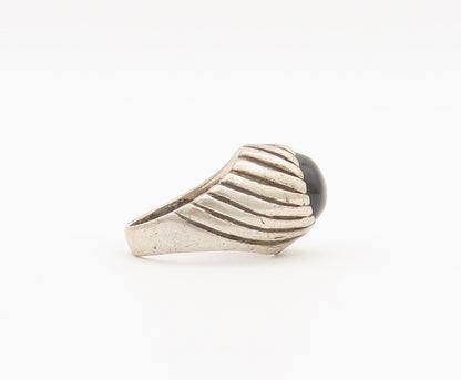 925 Sterling Silver Vintage Ring SARAH COVENTRY Etched Lines Onyx Sz 7  RG27938