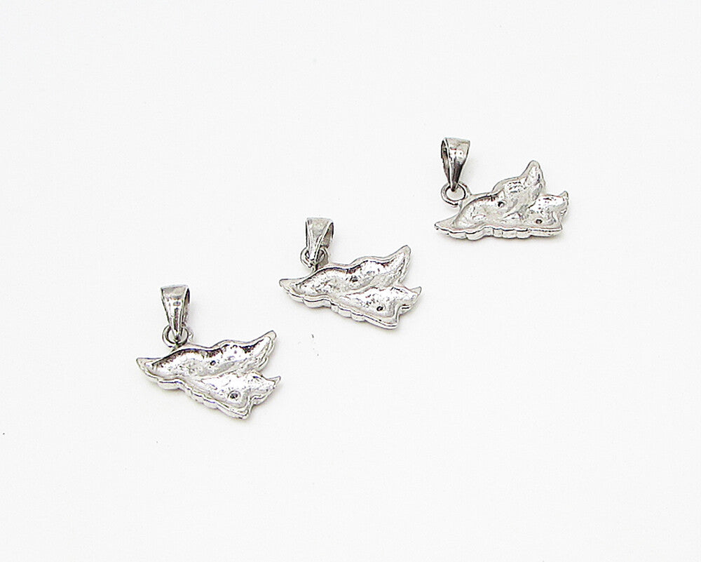 925 Sterling Silver  Lot of 3 Cubic Zirconia Love Wings Drop Pendant  PT1940