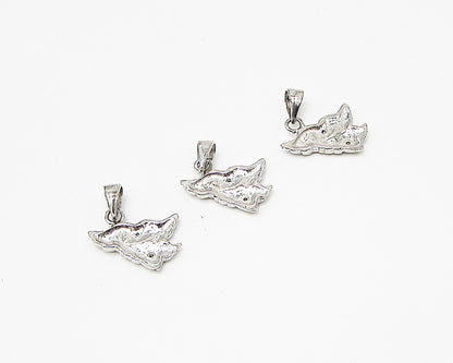 925 Sterling Silver  Lot of 3 Cubic Zirconia Love Wings Drop Pendant  PT1940