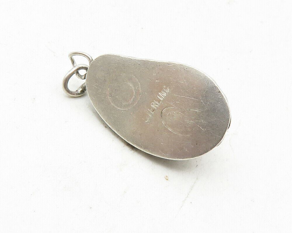 925 Sterling Silver  Vintage Jasper Twist Border Petite Drop Pendant  PT7284