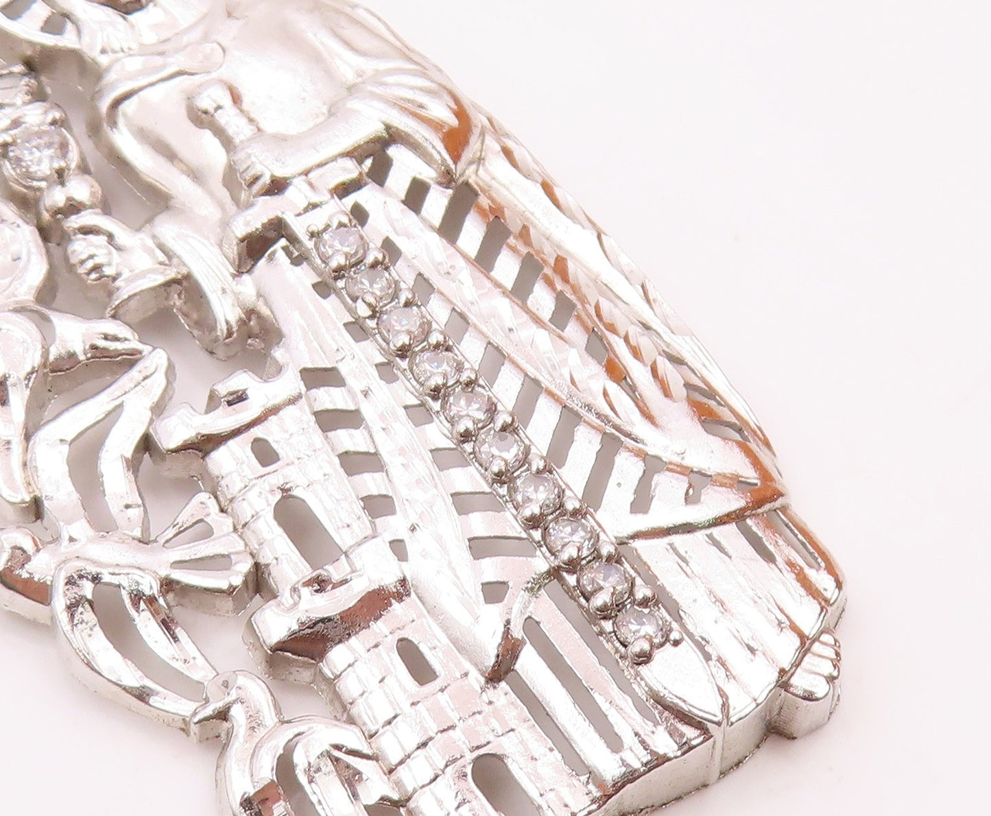 925 Sterling Silver  Vintage Royal King With Topaz Sword Pendant  PT21714