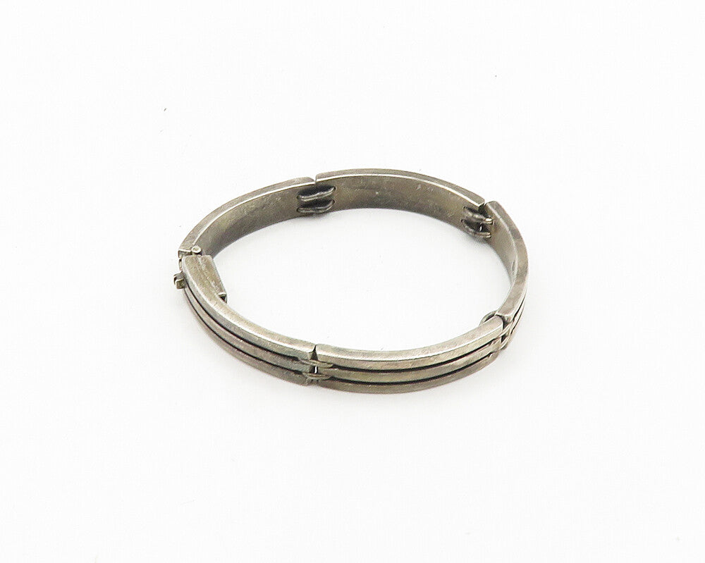 MEXICO 925 Sterling Silver  Vintage Smooth Curved Bar Chain Bracelet  BT7523