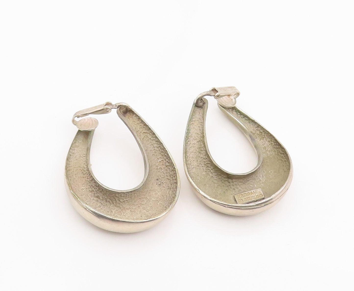 ALFRED KARRAM 925 Silver Vintage Shiny Non Pierce Hoop Earrings  EG10049
